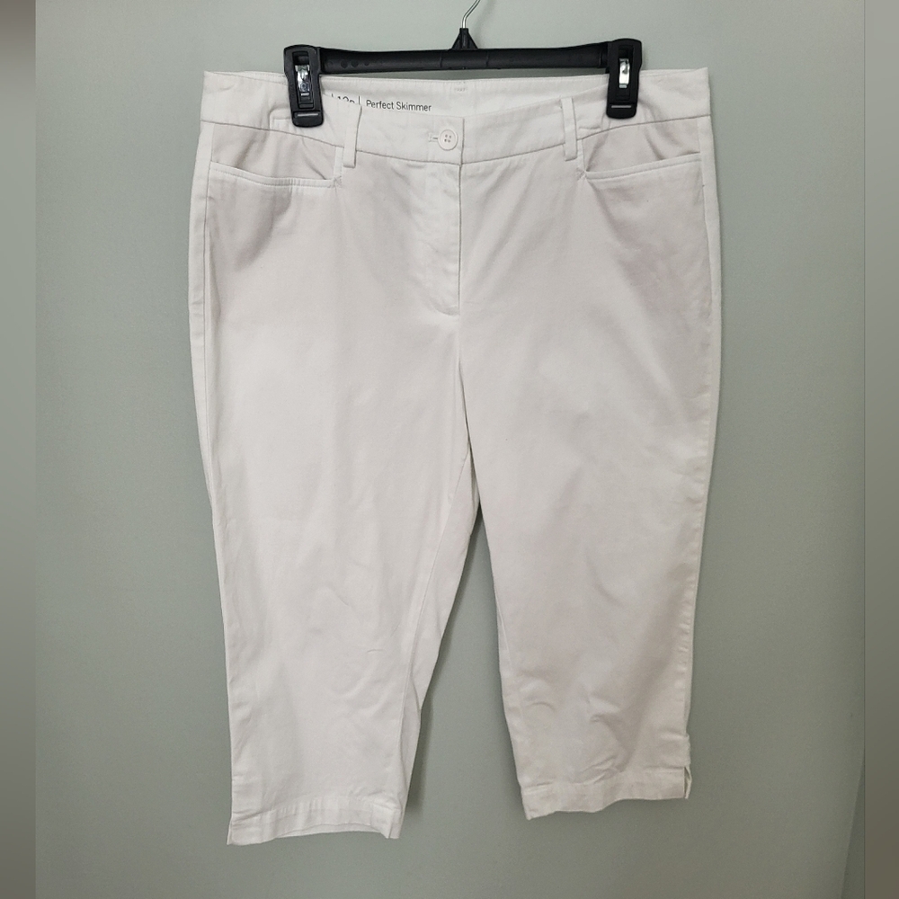Talbots Women Size 12P 12 Petite White Perfect Skimmer Pedal Pushers Capris
